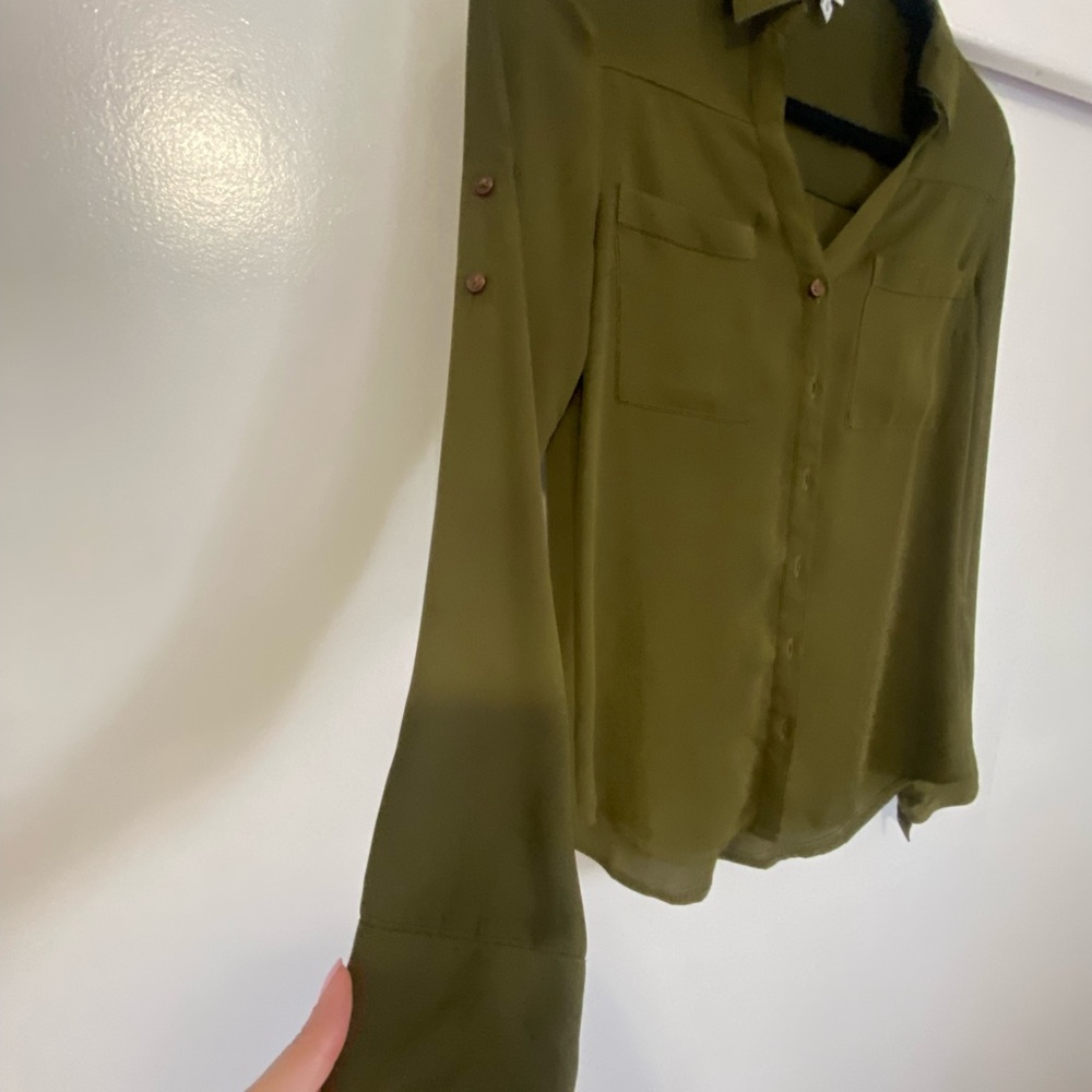 Express portifino button up Dark olive